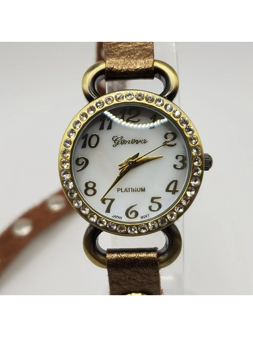 Geneva Platinum Long Strap Watch 27mm Gold Tone New Battery